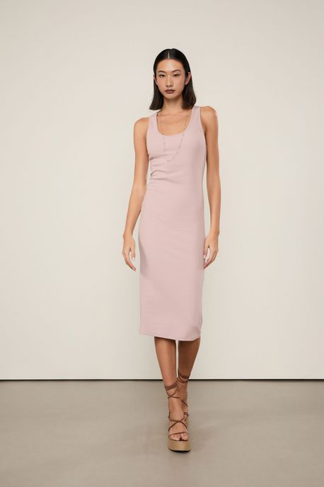 Vestido De Tricot Longo Ponto Aberto Rosa Zephyr - G