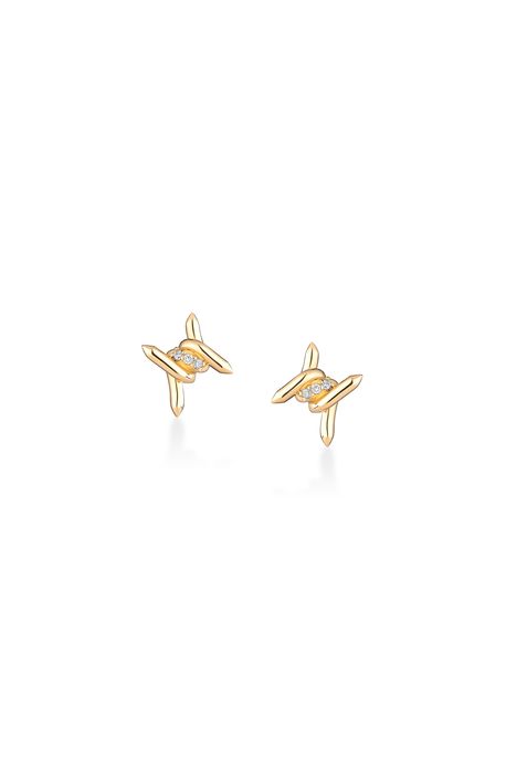 Brinco Eden Nó Ouro Amarelo Com Diamante - U