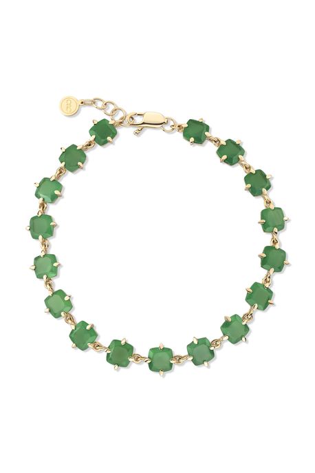 Pulseira Folia Riviera Ouro Amarelo Com Agata Verde - U