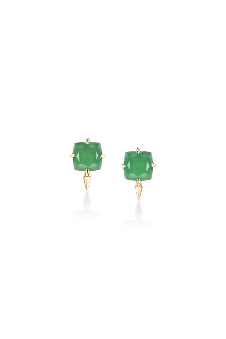 Brinco Follia Ouro Amarelo Com Agata Verde - U