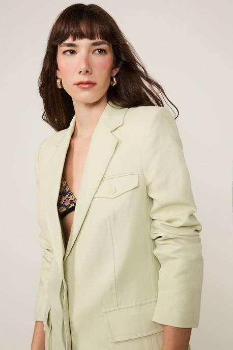 Blazer Com Linho Verde Verde Brisa - 38