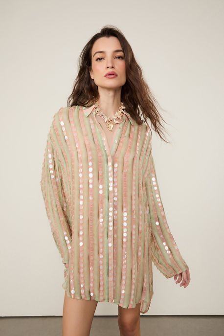 Chemise De Georgette Aqua Paete Verde Brisa Verde Brisa - 40