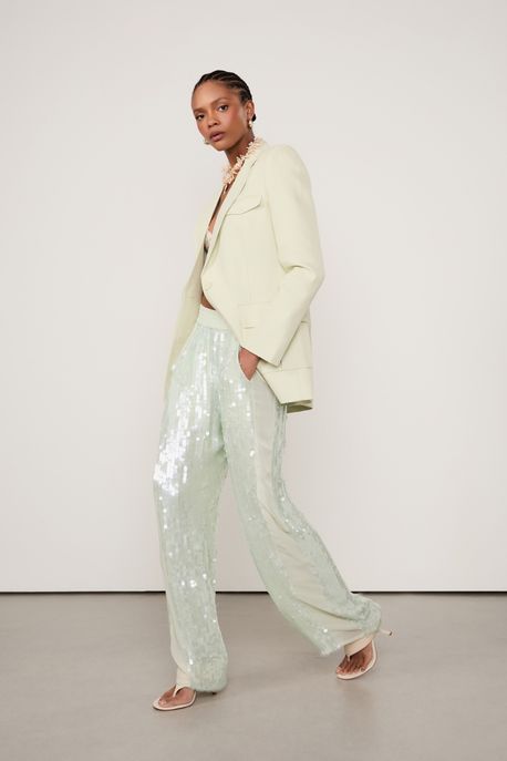 Calça De Geogette Faixa Lateral Aqua Paete Verde Brisa Verde Brisa - G