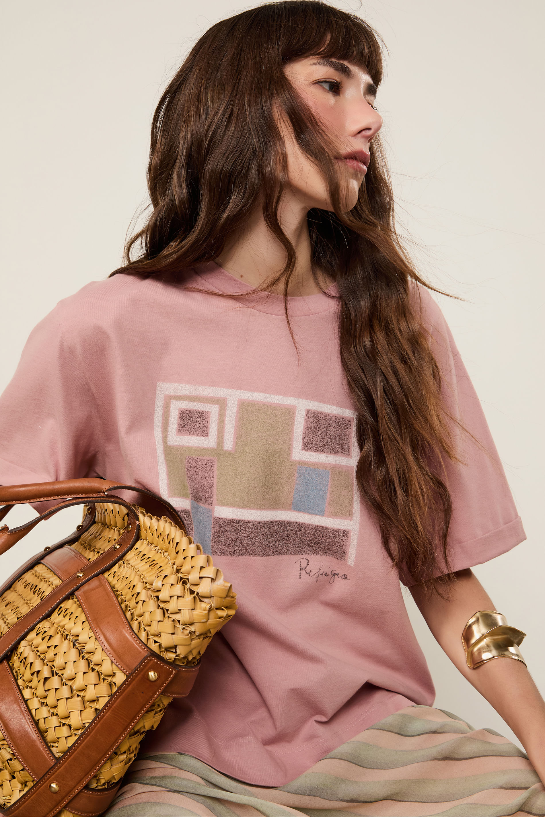 T-Shirt De Malha Fun Refúgio Rosa
