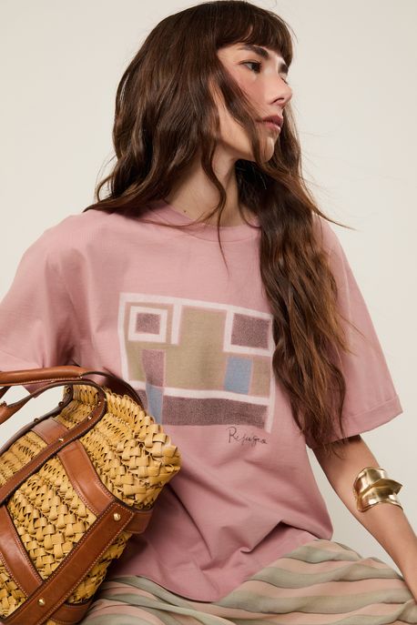 T-Shirt De Malha Refúgio Rosa Rosette - G