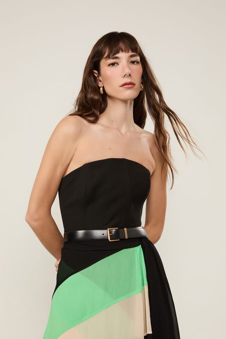 Top De Crepe Justo Preto Preto - 34