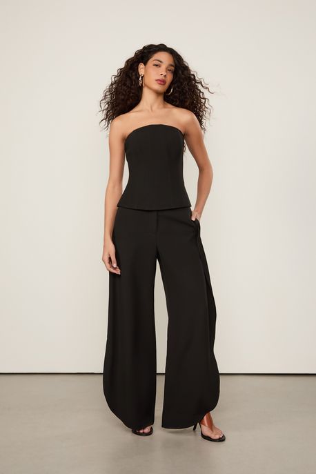 Calça De Crepe Preto Preto - 44