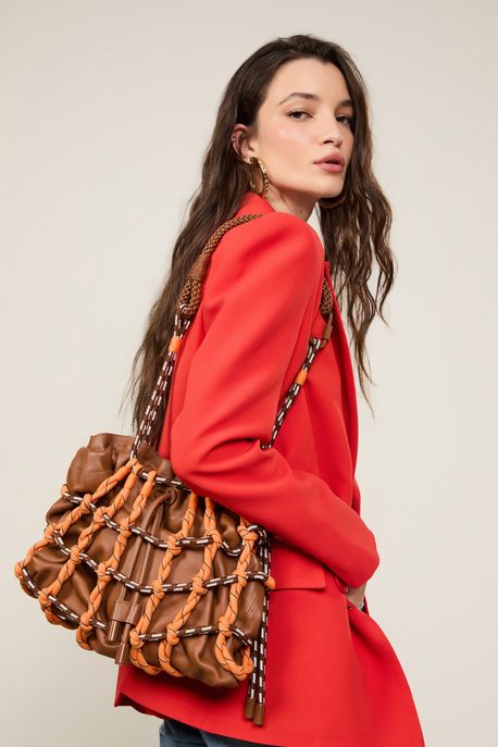 Bolsa De Couro Cordas Caramelo - U