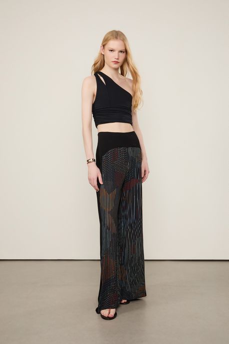 Calça De Georgette Pantalona Estampada Est Listra Isla Color - 36