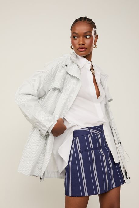 Parka Tricoline Listras Branco - M