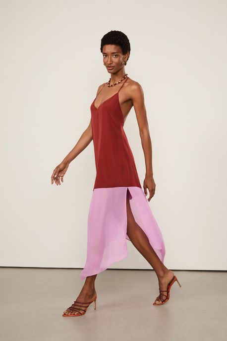 Vestido Midi Com Stopper Marrom Pimenta Marrom Pimenta - 34