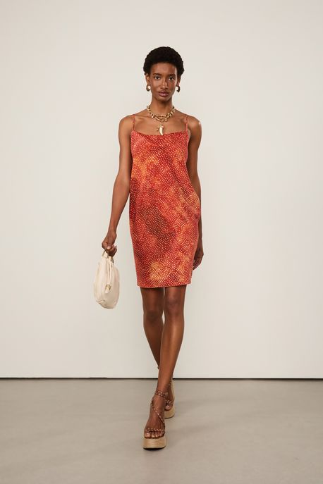 Vestido De Seda Curto Degagê Estampado Est Pois Oasis Color - 38