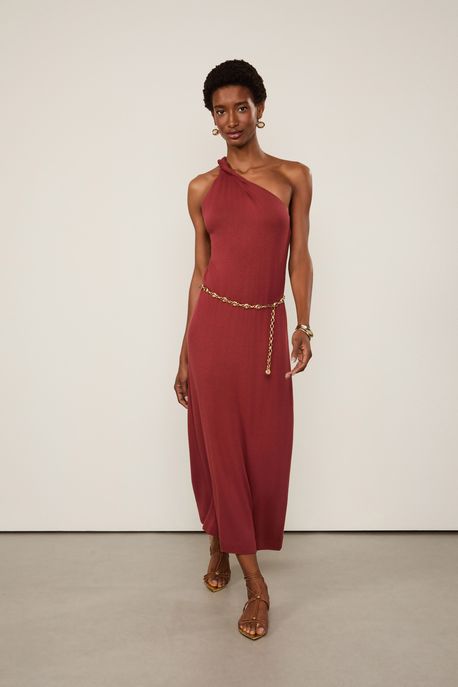 Vestido De Malha Ombro Só Marrom Marrom Pimenta - G