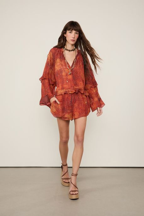Short De Georgette Leve Estampado Est Pois Oasis Color - 38