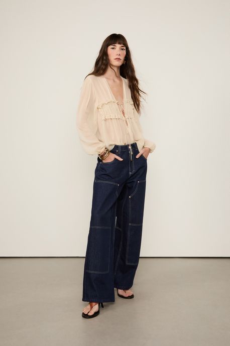 Calça Jeans Reta Dark Blue Cintura Baixa Jeans Escuro - 38