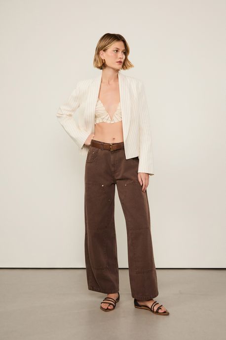 Calça De Sarja Marrom Cacau Cintura Média Marrom Cacau - 38