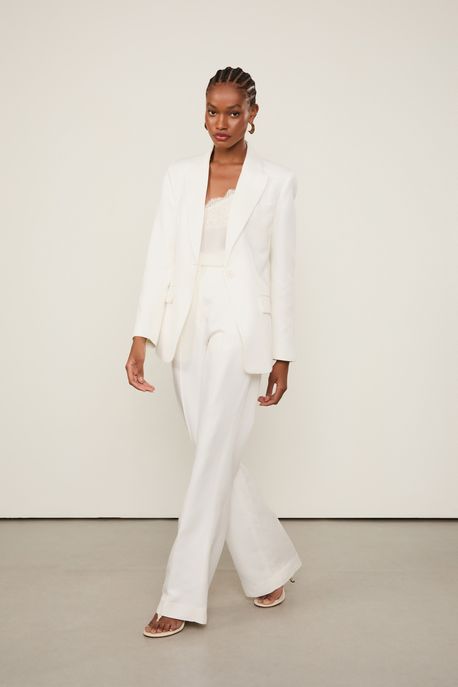 Calça Reta De Alfaiataria Com Nervura Na Frente Off White - 34