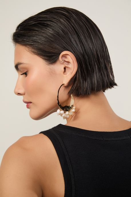 Argola Organica Perolas Ouro - U