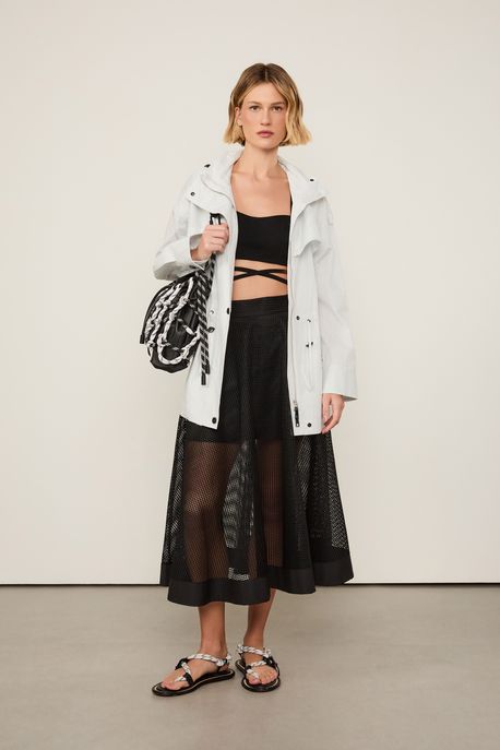 Top Malha Estruturada Tira Amarração Preto - P