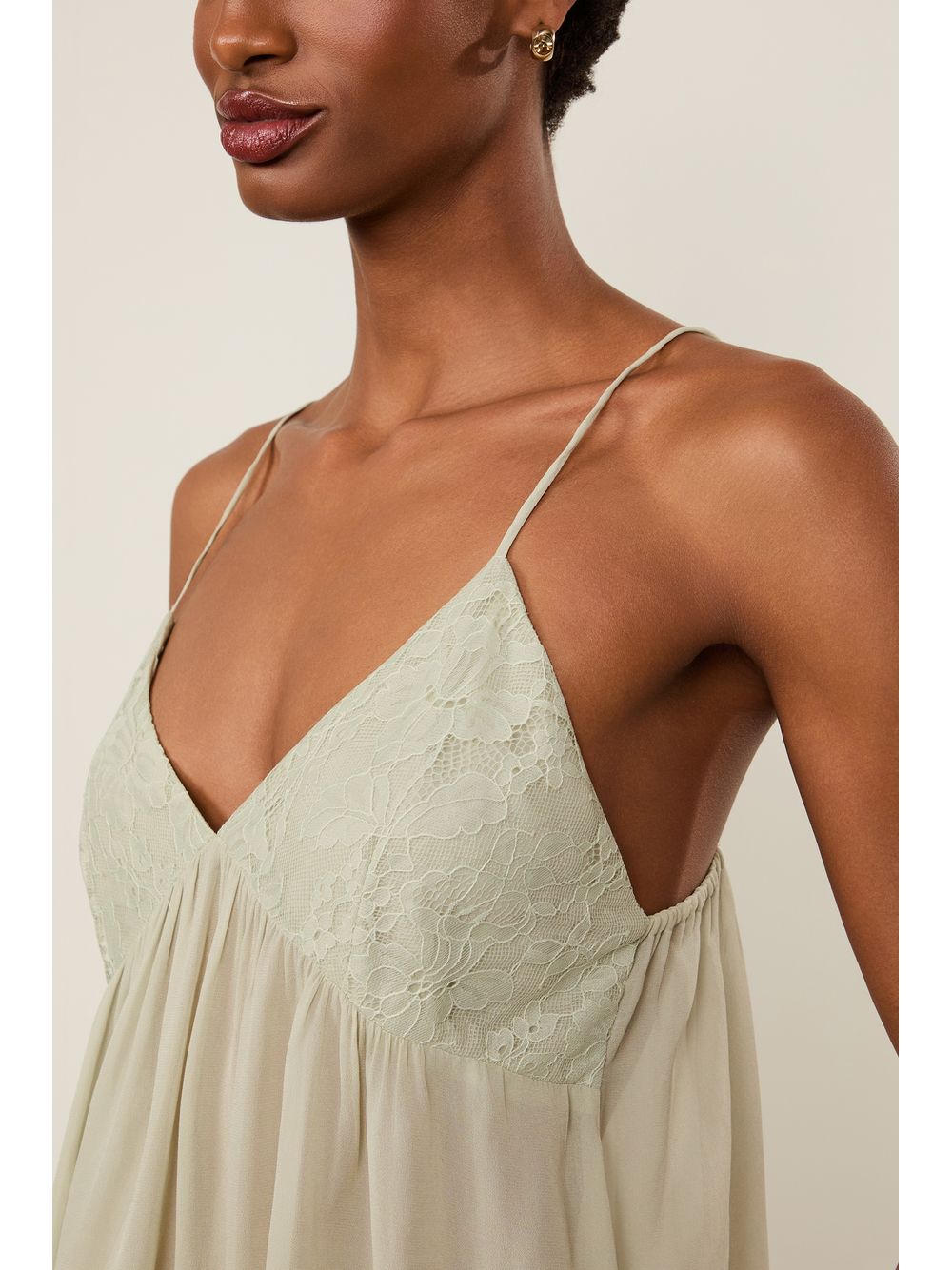 Animale — Regata De Georgette Leve Detalhes De Renda Verde