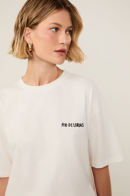 T-Shirt De Malha Rio Lendas Off White - P
