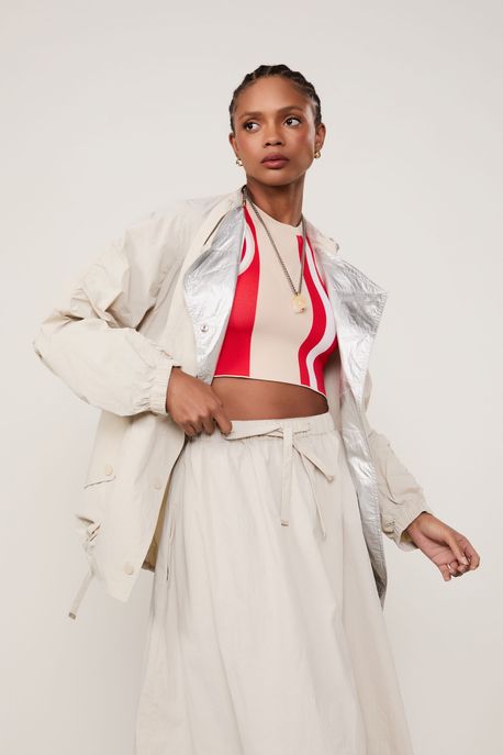 Jaqueta Parka Tecnológica Cinza Cinza Ash - M