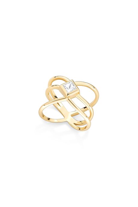 Anel Pier Ouro Amarelo Com Topázio White - 17