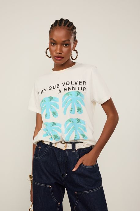 T-Shirt De Malha Costela De Adão Aip Arte Off White - M