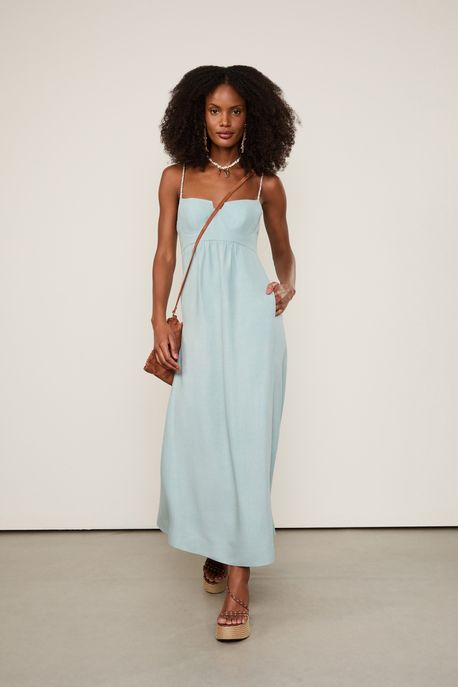 Vestido Midi Azul Meia Taça Azul Tourmalina/Off Acqua - 38