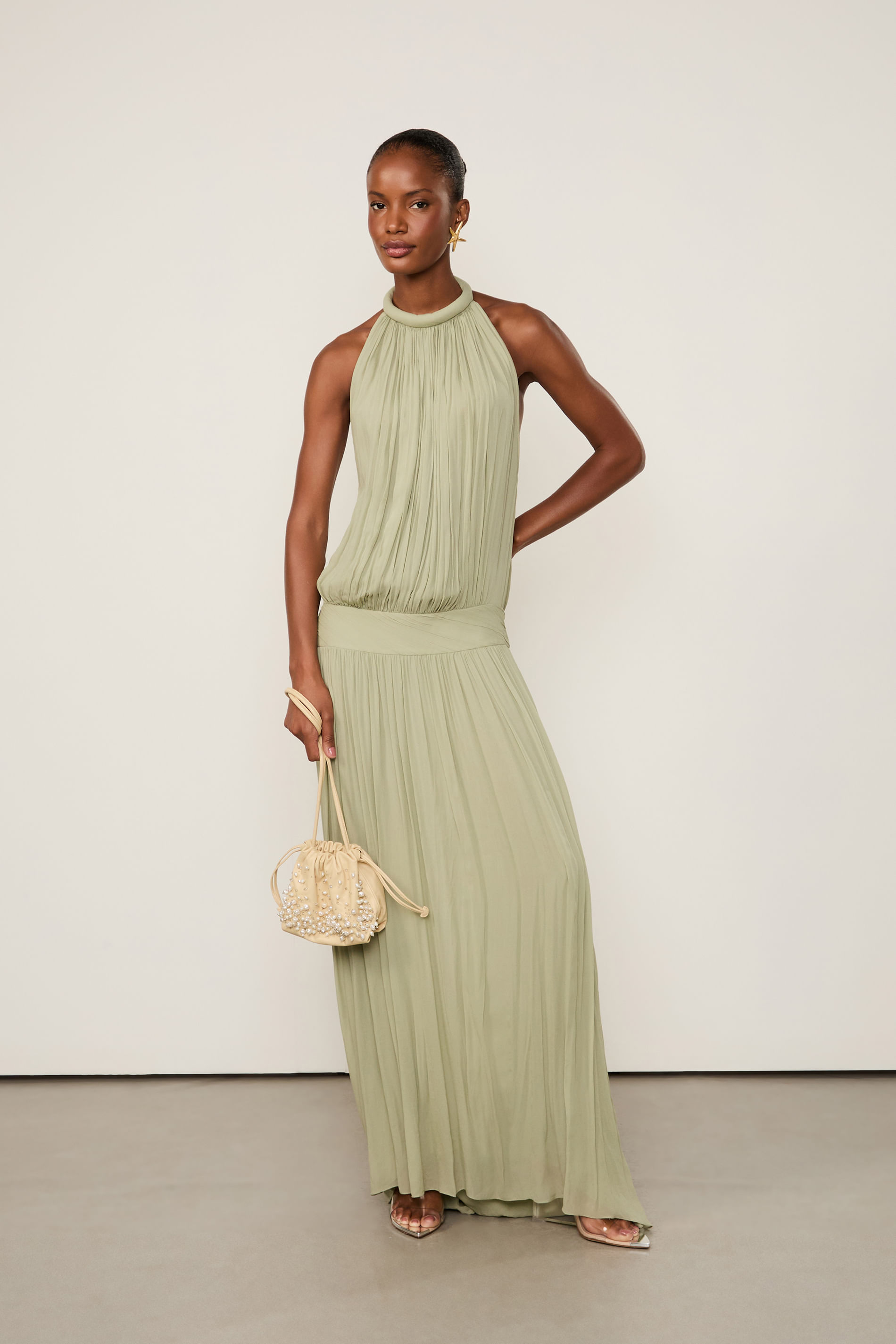Vestido Gola Longo