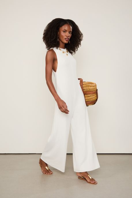 Macacão De Malha Amplo Off White Off White - M