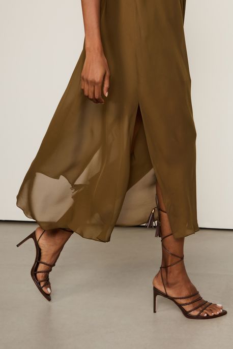 Sandália Couro Trançado Amarração Marrom - 38