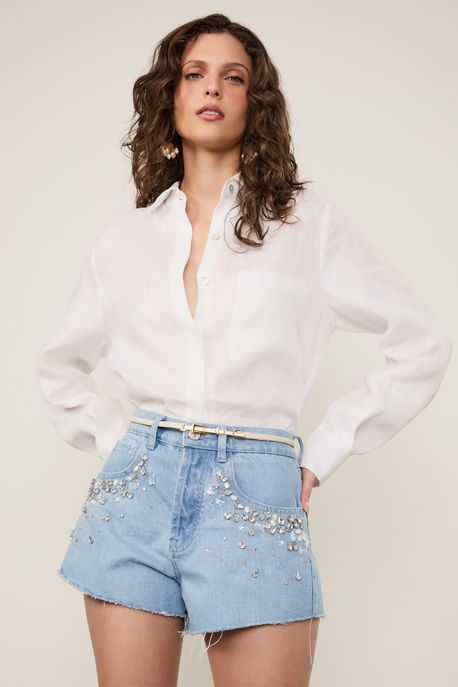 Cinto De Couro Fino Fivela Metal Off White - G