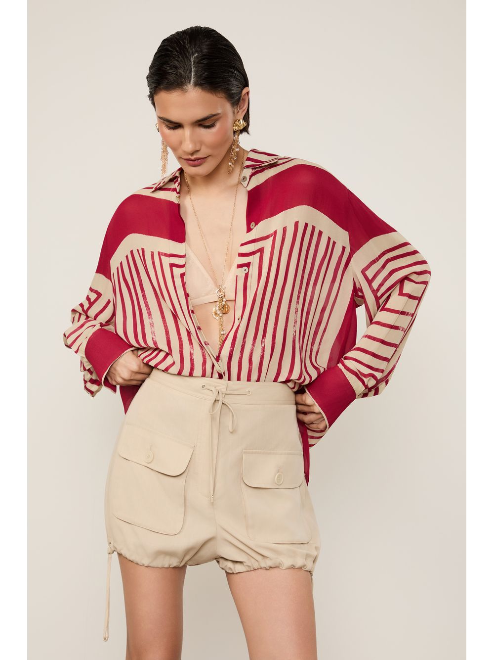 Animale — Short De Alfaiataria Com Bolsos Frontais Risca De Giz