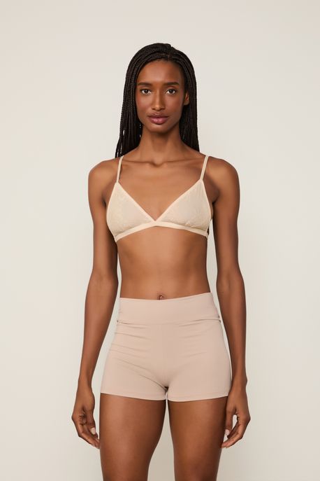 Hot Pantas De Malha Nude Bege - G