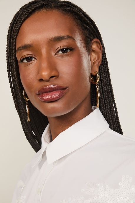 Brinco Argola Pingente Peixe Dourado Ouro - U