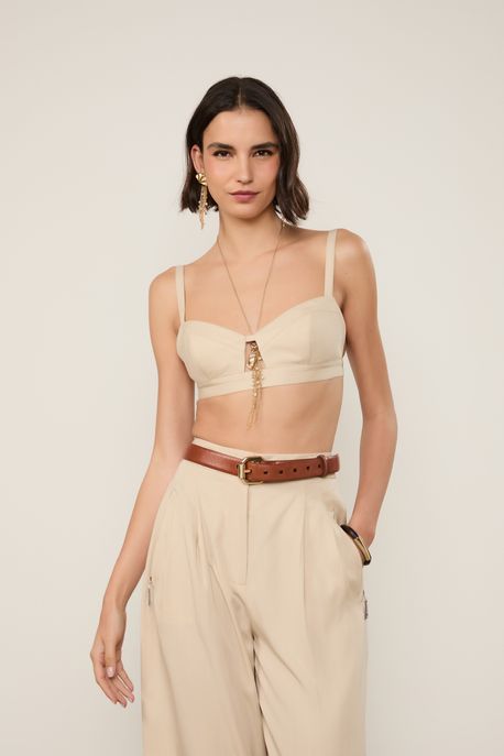 Top De Alfaiataria Risca De Giz Off Acqua / Off White - 40