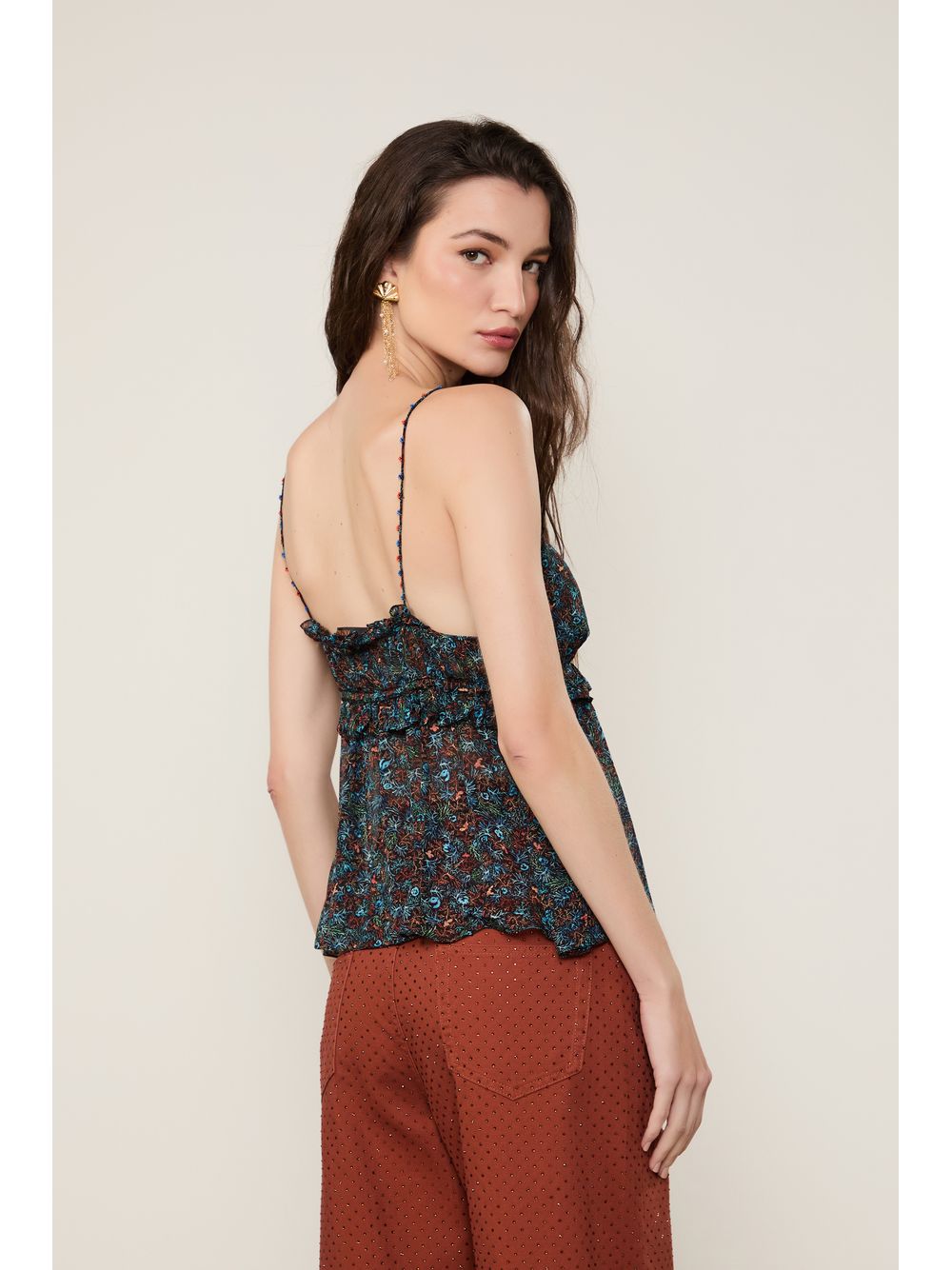 Animale — Blusa De Georgette Leve De Alça Decote Amarração