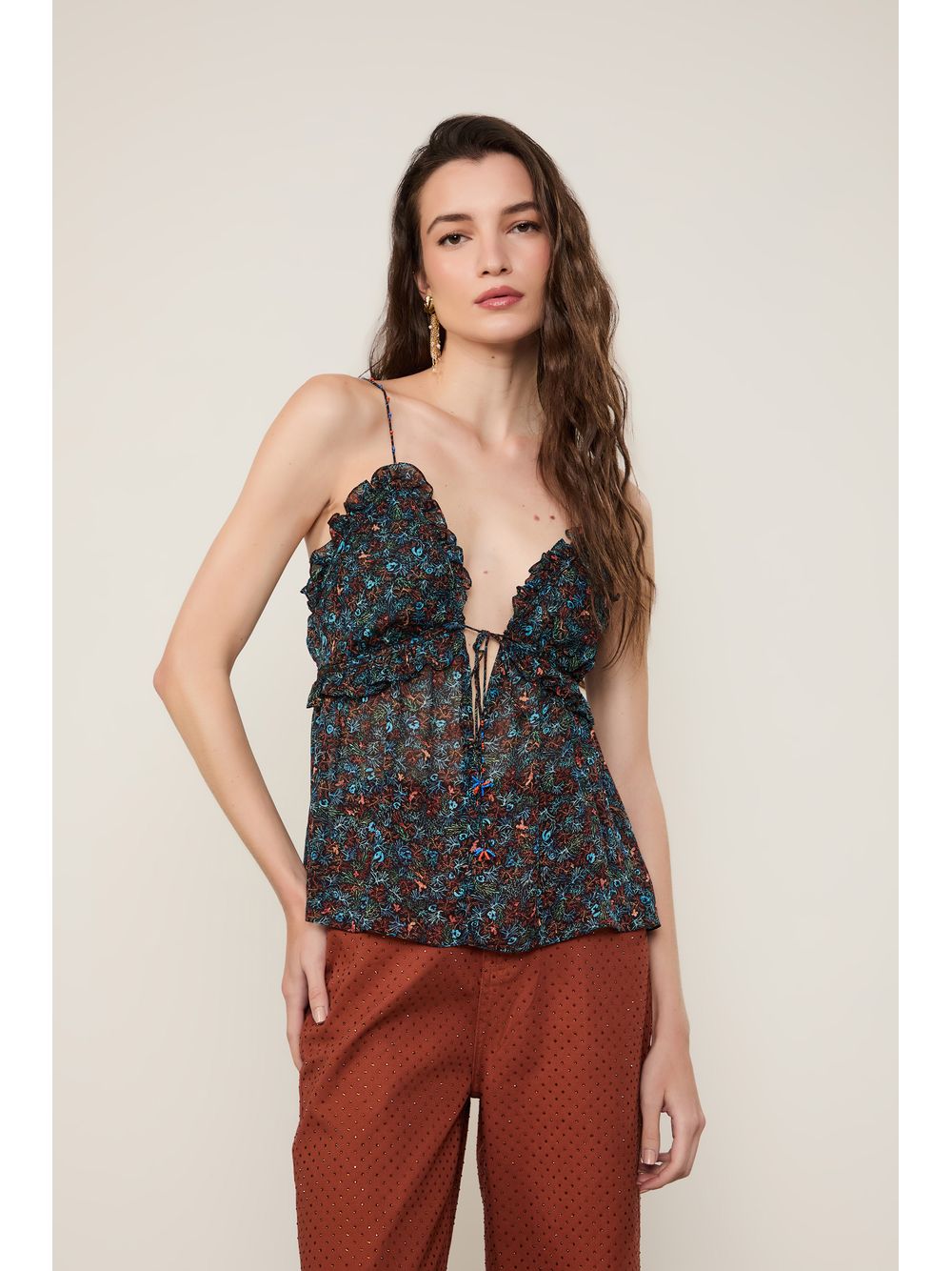 Animale — Blusa De Georgette Leve De Alça Decote Amarração