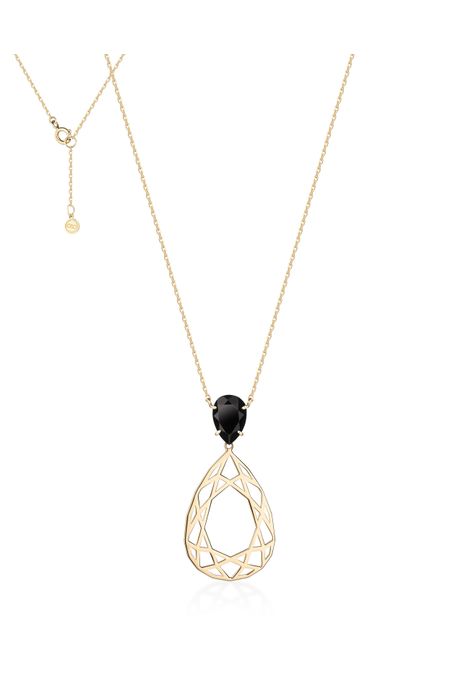 Colar Conves Ouro Amarelo Com Quartzo Negro - U