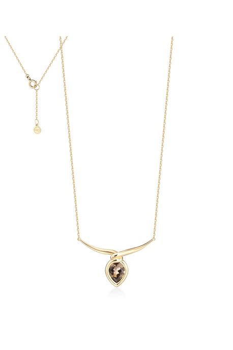 Colar Guia Ouro Amarelo Com Quartzo Fume - U