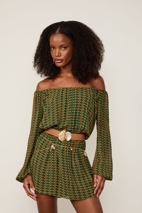 Vestido De Georgette Pesado Curto Ombro a Ombro Est Geo Paletine Color - 38