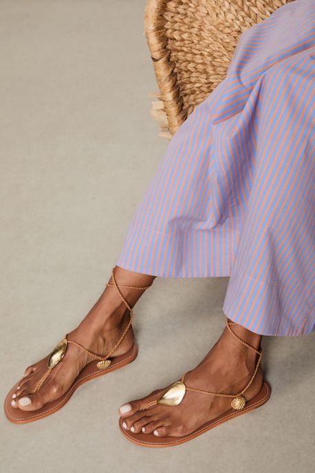 Rasteira De Couro Mar Aberto Caramelo - 35