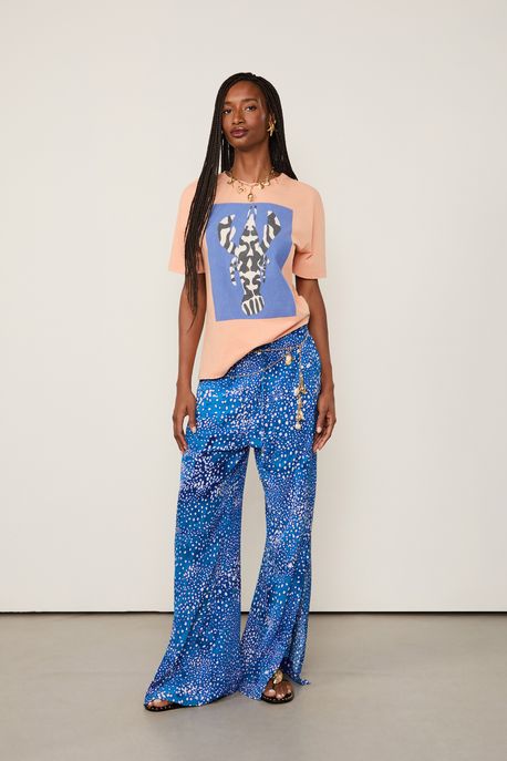 Calça Reta Estampado Est Pois Sun Azure - 36