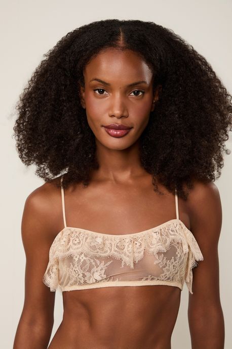 Top De Renda Com Babados Intimates Bege Trigo - G