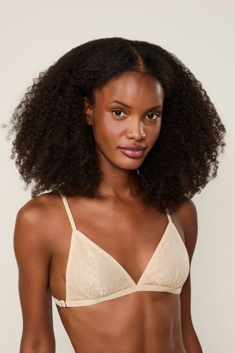 Top De Renda Triangulo Intimates Bege Trigo - P