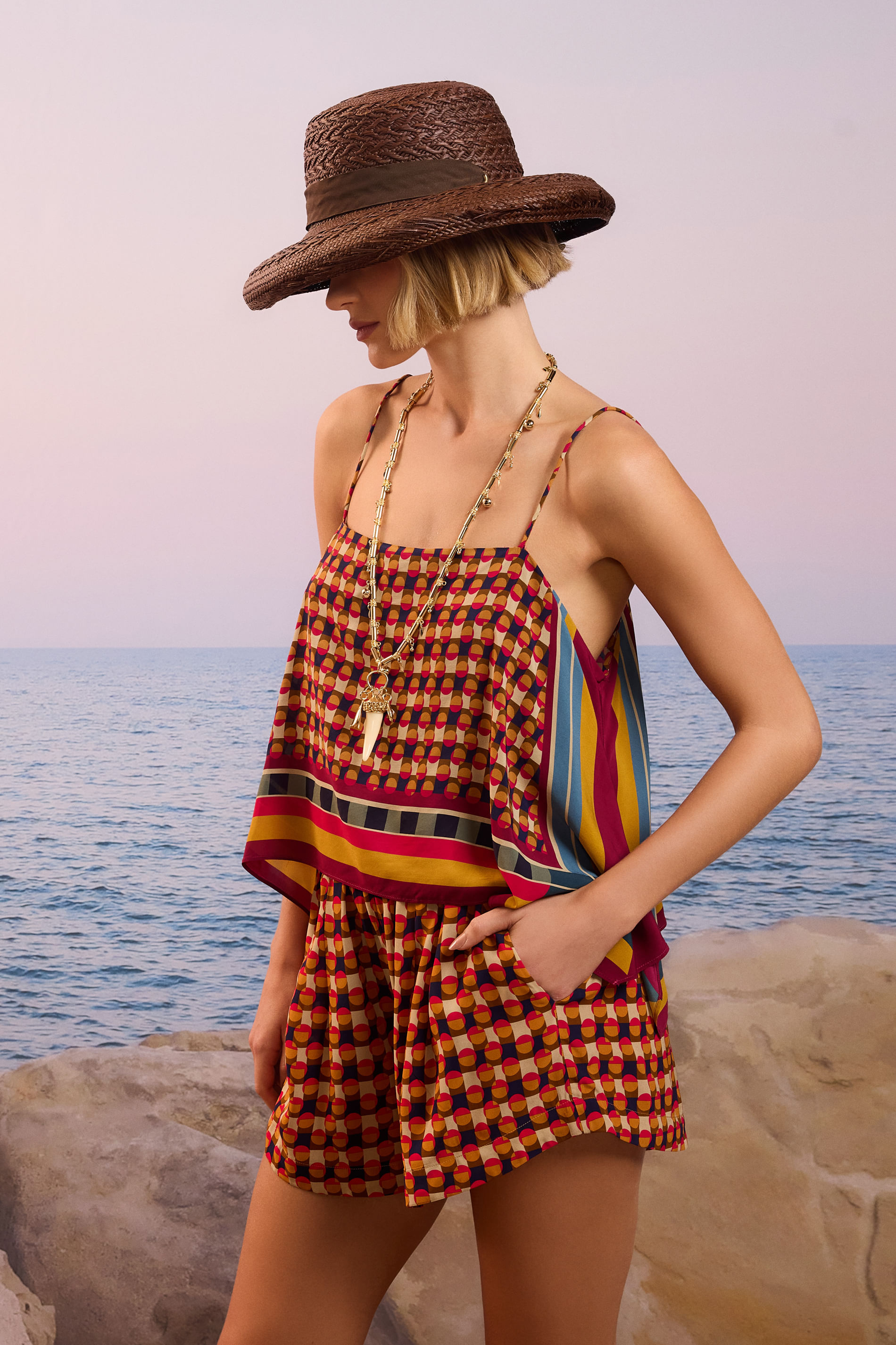 Regata Cropped Ampla Estampado