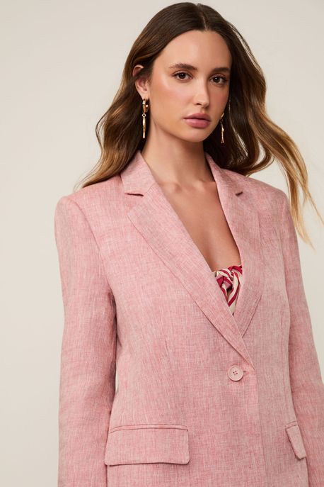 Blazer De Linho Ambar Marrom Ambar - 38