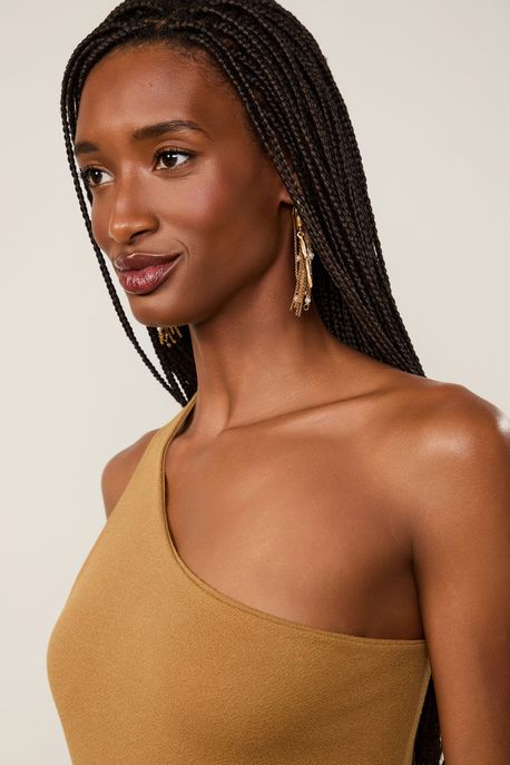 Body De Malha Ombro So Marrom Sepia - PP