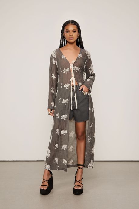 Vestido Bordado Com Amarracoes Dourado - P